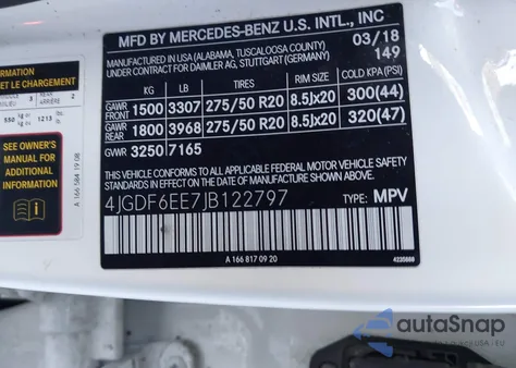 2018 Mercedes-Benz Gls 450 4Matic z USA, uszkodzony, nr VIN 4JGDF6EE7JB122797
